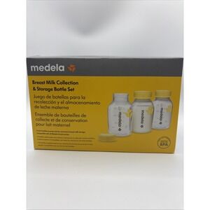 MEDELA BREAST MILK COLLECTION & STORAGE BOTTLE SET 6 5 OZ. & LIDS #87095 NEW NIB